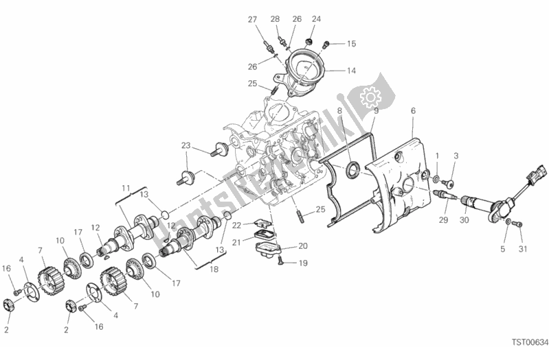 Todas las partes para Sistema De Sincronización De Cabezal Horizontal de Ducati Hypermotard 950 USA 2019
